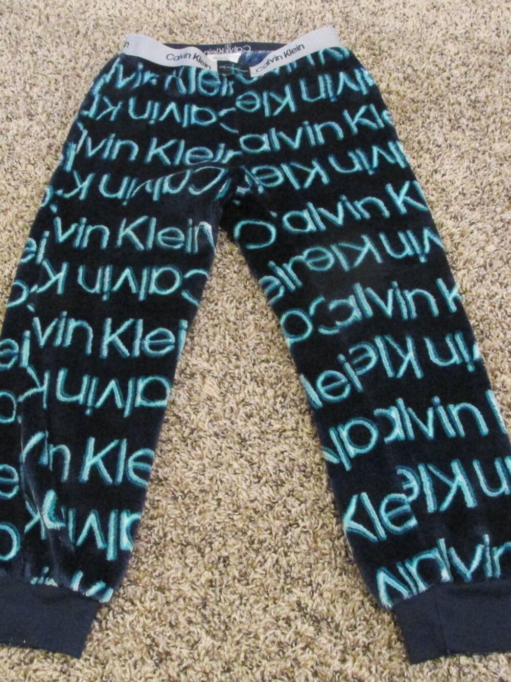 Calvin Klein Pull On Lounge Sweatpants Boys XS 5/6 Blue Elastic Jogger Pajamas